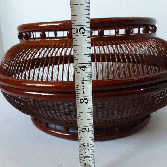 Vintage RARE Asian Brown Basket Food Storage 10in - Picture 8 of 12